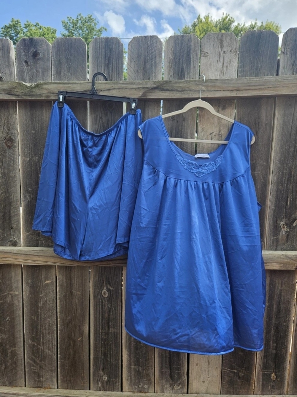 VTG Pajamas Lingerie Two Piece Top Shorts Women 3X Blue Coquette Fairy whimsical